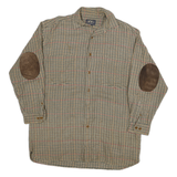 BRITISH KHAKI Mens Beige Check Shirt S Long Sleeve Cotton Casual