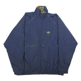 ADIDAS Mens Navy Blue Nylon Jacket L Plain Sportswear Zip Casual Lightweight