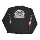 American Pride Harley Davidson Graphic Long Sleeve T-Shirt - 2XL Black Cotton