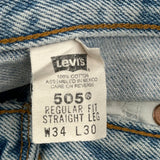 Levis 505 Jeans - 32W 30L Light Wash Cotton