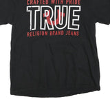 TRUE RELIGION Mens Black L Cotton Blend Graphic T-Shirt Crew Neck Short Sleeve