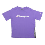 CHAMPION Womens Purple Graphic T-Shirt M Short Sleeve Crew Neck Side Tape Logo