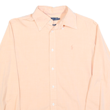 RALPH LAUREN Womens Peach Button-Down Shirt S Classic Cotton Blend Long Sleeve