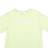 PUMA Womens Light Green T-Shirt L Short Sleeve Crew Neck Casual Logo Print