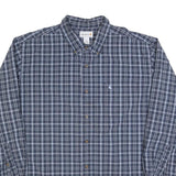 CARHARTT Mens Blue & White Check Shirt 2XL Cotton Button-Down Workwear