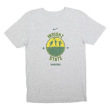 NIKE Mens Grey & Yellow Wright State Basketball Graphic T-Shirt S Short Sleeve