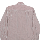 PIERRE CARDIN Mens Red & White Striped Shirt S Cotton Blend Classic Fit