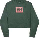 HELLY HANSEN Womens Green Crop Hoodie M Cotton Blend Pullover Casual
