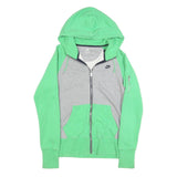 NIKE Mens Green & Grey Zip Up Hoodie M Cotton Blend Casual Sportswear