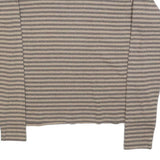 WOOLRICH Womens Beige & Grey Striped Plain Cotton Crew Neck Jumper L Lightweight