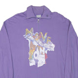 MASER Mens Purple Cotton Blend Pullover Sweatshirt M Printed Front 1/4 Zip