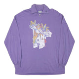 MASER Mens Purple Cotton Blend Pullover Sweatshirt M Printed Front 1/4 Zip