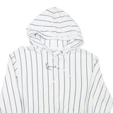 KARL KANI Mens White Black Stripe Hoodie M Cotton Blend Casual Streetwear
