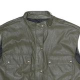 Womens Green Button Closure Sleeveless Polyester Jacket L Plain Stylish