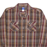 DICKIES Boys Brown & Maroon Check Shirt XL Cotton Blend Casual Long Sleeve