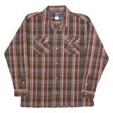 DICKIES Boys Brown & Maroon Check Shirt XL Cotton Blend Casual Long Sleeve