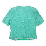 GENEVIVE COLLECTION Womens Green Linen Blend Jacket M Button Plain Stylish