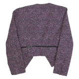 CALVIN KLEIN Womens Purple Plain Cropped Jacket M Polyester Blend Zip Closure