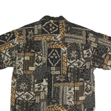 GEOFFREY BEENE Mens Black & Brown Rayon Pattern Shirt M Casual Button-Up
