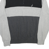 NAUTICA Mens Black & Grey Colourblock Pullover Plain Crew Neck Basic Knit L