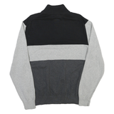 NAUTICA Mens Black & Grey Colourblock Pullover Plain Crew Neck Basic Knit L