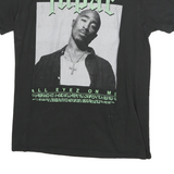 2PAC Mens Black Tupac Graphic T-Shirt M Short Sleeve Crew Neck Cotton Blend