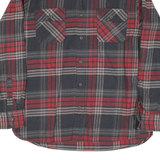 JACHS Mens Red & Grey Check Shirt L Button Pocket Cotton Blend Casual