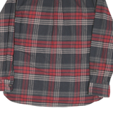 JACHS Mens Red & Grey Check Shirt L Button Pocket Cotton Blend Casual