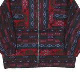 Mens Red Green & Grey Patterned Zip Jacket XL Polyester Blend Woven Casual Warm