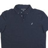 NAUTICA Mens Navy Blue Short Sleeve Polo Shirt XL Cotton Blend Classic