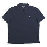 NAUTICA Mens Navy Blue Short Sleeve Polo Shirt XL Cotton Blend Classic