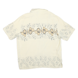 BARACUTA Mens Cream Silk Hawaiian Shirt L Summer Floral Short Sleeve