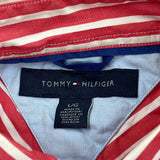 Tommy Hilfiger Striped Shirt - Large Red Cotton