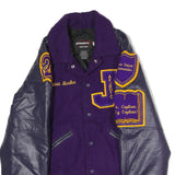 POWERS Mens Purple & Navy Letterman Button Jacket S Cotton Varsity Retro