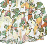 BOA PARIS Womens White & Green Parrot Print Swing Short Viscose Skirt S