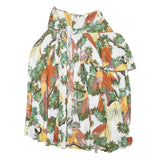 BOA PARIS Womens White & Green Parrot Print Swing Short Viscose Skirt S
