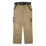DICKIES Mens Cotton Blend Beige & Black Regular Fit Cargo Trousers W38 L34