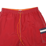TOMMY HILFIGER Mens Red Cargo Shorts XL W32 Logo Pocket Drawstring Fit