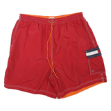 TOMMY HILFIGER Mens Red Cargo Shorts XL W32 Logo Pocket Drawstring Fit