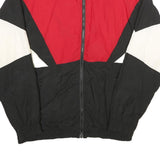 KOBE Mens Red & Black & White Nylon Jacket L Zip Casual Retro Colourblock