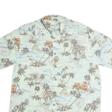 BATICK BAY Mens Blue & Cream Hawaiian Cotton Shirt L Casual Beachwear