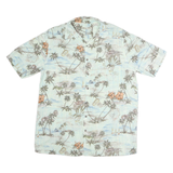 BATICK BAY Mens Blue & Cream Hawaiian Cotton Shirt L Casual Beachwear