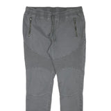 RAINBOW Mens Grey Slim Drawstring Cotton Blend Trousers W34 L31 Zip Pockets