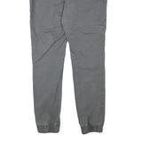 RAINBOW Mens Grey Slim Drawstring Cotton Blend Trousers W34 L31 Zip Pockets