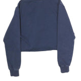 ELLESSE Womens Navy Blue Cropped Pullover Hoodie UK 6 Logo Tape Sleeves