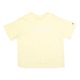 CHAMPION Womens Yellow Cotton Blend T-Shirt XL Short Sleeve Crew Neck Logo