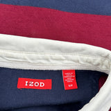 Izod Striped Rugby Shirt - Small Burgundy Cotton