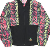 OCEAN EQUIPMENT Womens Black & Neon Zip Hooded Nylon Jacket XL Vibrant Pattern