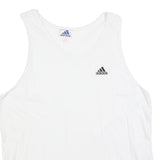 ADIDAS Mens White Vest L Sleeveless Crew Neck Cotton Blend Sports Casual Gym