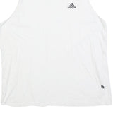 ADIDAS Mens White Vest L Sleeveless Crew Neck Cotton Blend Sports Casual Gym